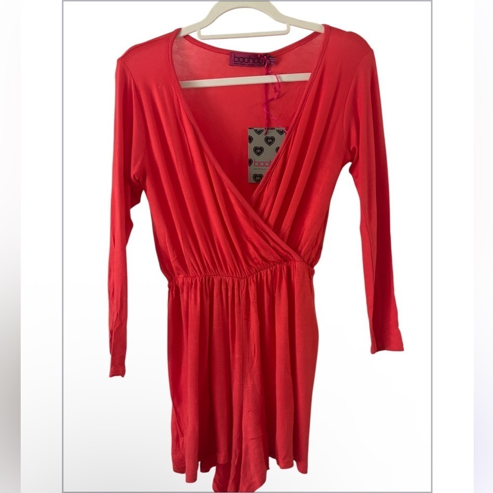 Boohoo Aveline Wrap Front Jersey Romper NWT